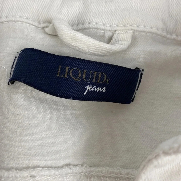 2/$25White button up fitted white denim  cropped Y2K mini jean jacket sz medium - Picture 10 of 17